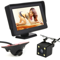 12v汽车倒车影像一体机4.3/5寸显示器前后监控高清夜视摄像头|4.3寸立式屏+前后夜视摄像头