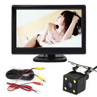 12v汽车倒车影像一体机4.3/5寸显示器前后监控高清夜视摄像头|5寸立式吸盘屏+夜视后视摄像头