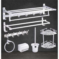 太空铝浴室毛巾架免打孔厕所卫生间浴巾架古达置物架壁挂五金卫浴套装