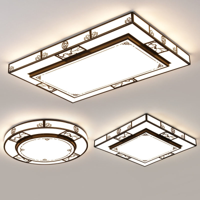 新中式客厅灯古达简约现代大气长方形吸顶灯主卧室大灯中国风灯具