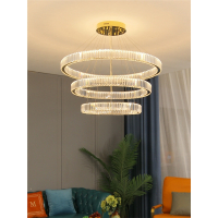 古达水晶吊灯年 客厅灯简约现代大气创意个性圆环轻奢餐厅吊灯