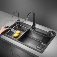 好太太厨房洗菜盆侧排水水槽单槽家用纳米304不锈钢淘菜盆洗碗槽