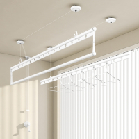 伊智佳阳台升降晾衣架家用室内手摇晒衣服白色简约可折叠晾衣杆