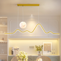 古达餐厅吊灯现代简约奶油风餐桌吧台灯创意艺术月球极简长条饭厅灯具