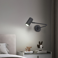 古达现代简约卧室床头壁灯摇臂长杆书房阅读灯极简设计伸缩折叠灯