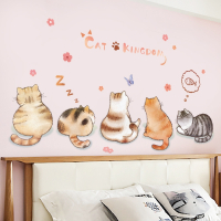 网红房间布置背景墙壁贴纸温馨法耐卧室床头墙面装饰贴画猫咪墙纸自粘