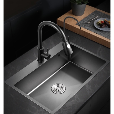 黑色水槽洗菜盆单槽法耐不锈钢纳米洗碗槽厨房洗碗池家用水盆