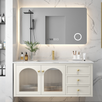 美式轻奢浴室柜吊柜岩板 法耐卫浴柜镜柜组合现代橡木智能洗脸盆柜