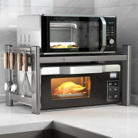 枪灰微波炉置物架厨房烤箱架子多功能收纳双层家用电饭煲支架台面