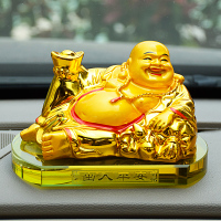 汽车香水摆件弥勒佛车载香水车用摆件座式香水车内饰品摆件 大号彩金佛