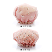 头发罩淋浴沐浴发套防双层洗澡头套帽子油烟发帽成人女款浴帽防水|【浴帽】粉天鹅+粉独角兽【关注店铺送2粘钩】