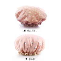 头发罩淋浴沐浴发套防双层洗澡头套帽子油烟发帽成人女款浴帽防水|【浴帽】粉小花+粉小猫【关注店铺送2粘钩】