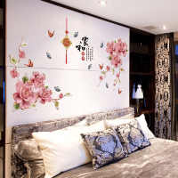 中国风家和富贵自粘墙贴纸温厅卧室贴画沙发电视背景墙装饰品R5|家和富贵花2020