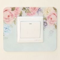 免打孔开关保护套开关贴墙贴北欧风电源插座套家用墙壁可爱开关罩M5|粉色花卉8.6*8.6cm 10个装