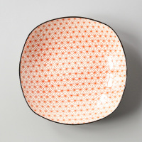 8英寸方盘子 四方形家用菜盘网红创意餐具碟子水果装菜深盘子F0|8英寸深方盘-红色