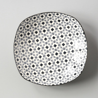 8英寸方盘子 四方形家用菜盘网红创意餐具碟子水果装菜深盘子F0|8英寸深方盘-深蓝连网