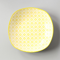 8英寸方盘子 四方形家用菜盘网红创意餐具碟子水果装菜深盘子F0|8英寸深方盘-黄色翠花