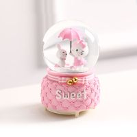 飘雪水晶球旋转发光音乐盒八音盒送闺蜜女生小孩儿童创意生日礼物H5|KT打伞侧面大号