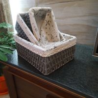 梳妆台纸草编收纳筐藤编布艺桌面茶几杂物玩具钥匙篮化妆品E1