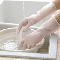 洗碗手套女加厚牛筋乳胶橡胶塑胶家务耐用防水胶皮劳保耐磨洗衣服|耐用透明款 10双M中码