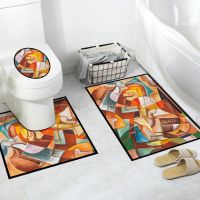 马桶贴马桶盖装饰u型防水防滑垫浴室防滑垫卫生间地贴马桶座边贴|S06抽象油画 单地贴（90x60cm）