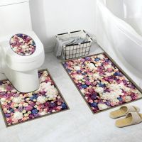 马桶贴马桶盖装饰u型防水防滑垫浴室防滑垫卫生间地贴马桶座边贴|S08浪漫玫瑰 单地贴（90x60cm）