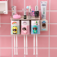 卫生间免打孔壁挂式牙刷架套装置物架家用儿童可爱N3|系列（三人位）含挤牙膏器