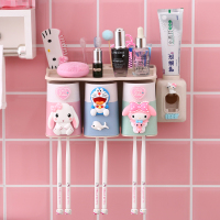 卫生间免打孔壁挂式牙刷架套装置物架家用儿童可爱N3|KT兔子蒂（三人位）含挤牙膏器