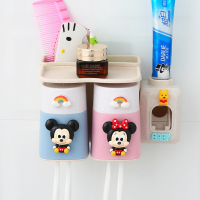 卫生间免打孔壁挂式牙刷架套装置物架家用儿童可爱N3|米奇米妮（两人位）含挤牙膏器
