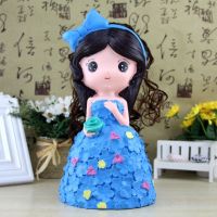 特价创意大号白雪公主储蓄罐 摔不破搪胶储钱罐 女孩礼物礼品X0|假发公主蓝色