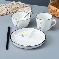 分格餐盘减脂创意一人食餐具套装家用大人早餐碟子三格分餐盘N1|分格餐盘（气球A套装）