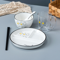 分格餐盘减脂创意一人食餐具套装家用大人早餐碟子三格分餐盘N1|分格餐盘（鸡蛋B套装）