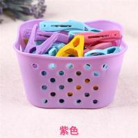 30个强力防风晾衣夹 夹内衣衣服的小夹子 家用塑料床单凉衣晒衣夹|紫色30个装（带篮子）
