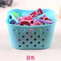 30个强力防风晾衣夹 夹内衣衣服的小夹子 家用塑料床单凉衣晒衣夹|蓝色30个装（带篮子）