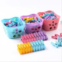 30个强力防风晾衣夹 夹内衣衣服的小夹子 家用塑料床单凉衣晒衣夹|60个夹子+篮子（颜色随机）