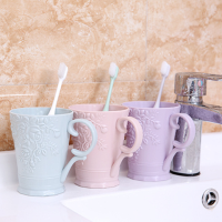 吸壁式牙刷架刷牙杯套装卫生间牙具置物架壁挂吸盘洗牙膏盒V0|蔷薇花2个（颜色随机）