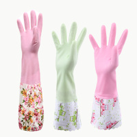 3双装洗碗手套洗衣服洗车花袖随机厨房家务清洁女洗刷碗橡胶手套|【3双单层】（2双宽口1双束口）