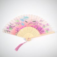 中扇子女式古风折扇夏季随身古典古装古代汉服折叠苏小X6|十里桃花浅色