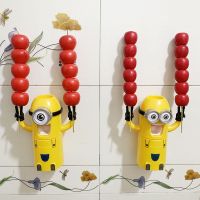 牙刷架自动挤牙膏器创意免打孔置物架吸壁式儿童洗漱套装B4|单眼+双眼