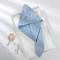 猫耳朵三角帽加厚干发帽强吸水成人可爱加厚长发浴帽速干包头毛巾|蓝色-猫咪三角耳朵 单条【收藏送发圈】