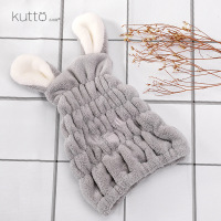 小红书 zooie同款日本儿童干发帽女童可爱吸水速干发头毛巾R1|猫耳朵速干帽灰色