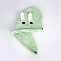小红书 zooie同款日本儿童干发帽女童可爱吸水速干发头毛巾R1|双层兔耳朵薄荷绿