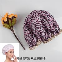色丁双层成人浴帽浴帽女防水儿童浴帽加大加厚洗澡帽R6|豹纹【粉】 二只装