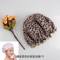 色丁双层成人浴帽浴帽女防水儿童浴帽加大加厚洗澡帽R6|豹纹【浅咖色】 一只装