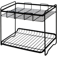 卫生间置物架免打孔落地浴室洗手台化妆品桌面化妆品浴室收纳架|小号❤双层架子（黑色）