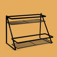 卫生间置物架免打孔落地浴室洗手台化妆品桌面化妆品浴室收纳架|大号❤双层整理架（黑色）