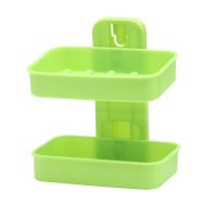 新款双层肥皂盒壁挂式香皂肥皂架家用沥水香皂盒免打孔置物架|双层荧光绿