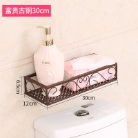 免打孔壁挂浴室置物架卫生间用品用具厕所收纳架子化妆品洗漱台架L4|防水防锈长30cm古铜