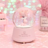 创意彩灯飘天空之城玻璃音乐水晶球八音盒送男女生日礼品E9|大号鹿粉（自动飘雪彩灯音乐）