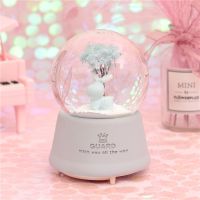 创意彩灯飘天空之城玻璃音乐水晶球八音盒送男女生日礼品E9|大号鹿灰（自动飘雪彩灯音乐）
